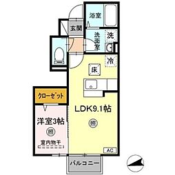 エクセルシオール吉岡南B 1LDKの間取図画像