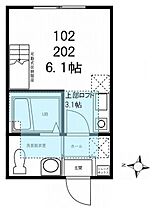 神奈川県横浜市港北区篠原北1丁目（賃貸アパート1R・2階・16.56㎡） その2