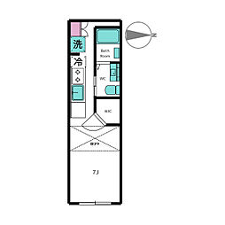 江古田の森 2階ワンルームの間取り