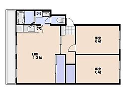 シャトウ春 2LDKの間取図画像