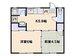 松田アパート 2Kの間取図画像