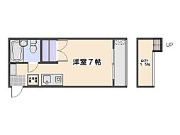 パラドール三筋 ワンルームの間取図画像