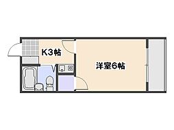 ハウス459 1Kの間取図画像