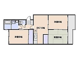 第1ビューハイツ 3DKの間取図画像