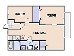 ニューシティ久保田 2LDKの間取図画像