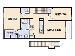 サニーブリーズ五日市観音2 2LDKの間取図画像