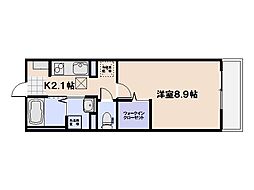 シャルム肥後2 1Kの間取図画像