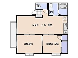 エントピア新谷B 2LDKの間取図画像
