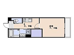 アレフガルド楽々園 1Kの間取図画像