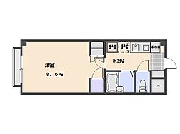 スカイビル 1Kの間取図画像
