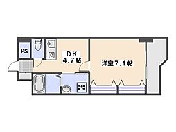 ハイレスト五日市 1DKの間取図画像