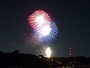 バルコニーから花火も見えます♪(写真は毎年8月に開催される、いこまどんどこ祭りの写真です)