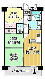 コスモ橿原神宮前 3LDKの間取図画像