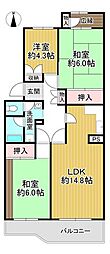 奈良三条町住宅3号棟 3LDKの間取図画像