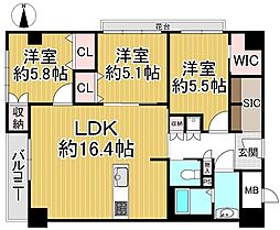 シャルマンコーポ大和郡山 3LDKの間取図画像