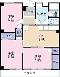 アクティ津田 3DKの間取図画像