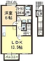 エスベランサハイツ1 1LDKの間取図画像
