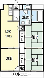 里見ビル 3DKの間取図画像