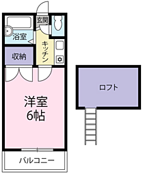 ブリリアントキューブ5 1Kの間取図画像