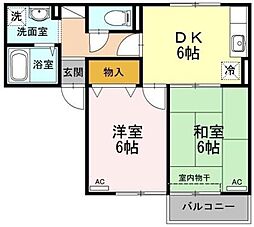 エスパシオ那賀川A棟 2DKの間取図画像
