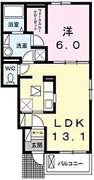 アルカーサ2 1LDKの間取図画像