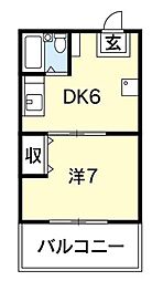 昭和園 1DKの間取図画像