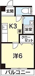 ホワイトハイツ 1Kの間取図画像