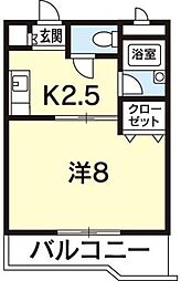 メゾン花 1Kの間取図画像