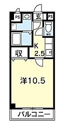 マリベールT-Sky 1Kの間取図画像