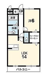 ペニーレーン 1LDKの間取図画像