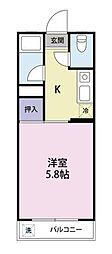 ホワイトハイツ常三島B 1Kの間取図画像