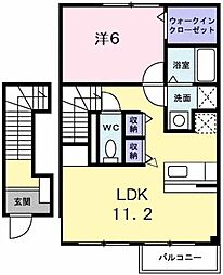 キャプリコートB 1LDKの間取図画像