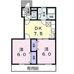 ソレイユ・ルヴァンB 2DKの間取図画像