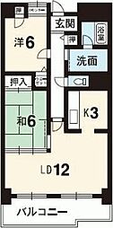 グランヴィア常三島西館 2LDKの間取図画像