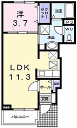 パピヨン 1LDKの間取図画像