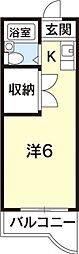 サンライトルート11 1Kの間取図画像