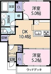 ピース・ブランカ 2LDKの間取図画像