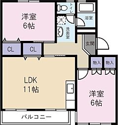 三好コーポ 2LDKの間取図画像