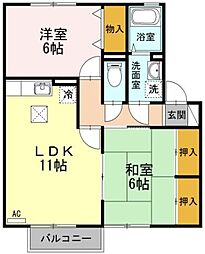 セレクト川内A 2LDKの間取図画像