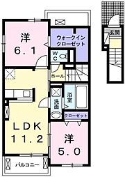 カーサ八万2 2LDKの間取図画像