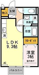アクシス南島田D 1LDKの間取図画像