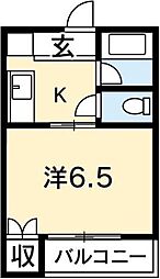 北條マンション 1Kの間取図画像
