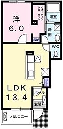 ライオンハートB 1LDKの間取図画像