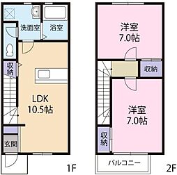 フローラ・ハイツ2 2LDKの間取図画像