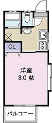 コーポ桑村 1Kの間取図画像