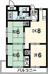 シャトレ徳島 3DKの間取図画像