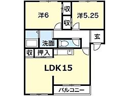 エクセレントロワール2 2LDKの間取図画像