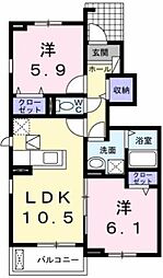 ベネヴォレンテD 2LDKの間取図画像