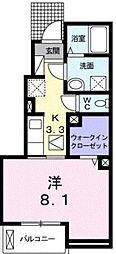 グランベルジュC 1Kの間取図画像