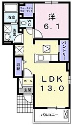 メラニーA 1LDKの間取図画像